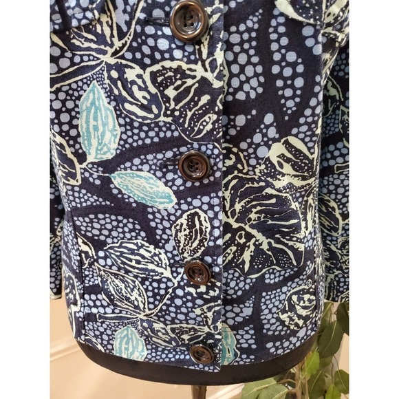 Character Club Womens Blue Floral Cotton Long Sleeve Button Down Jacket Sz Large - Picture 3 of 11